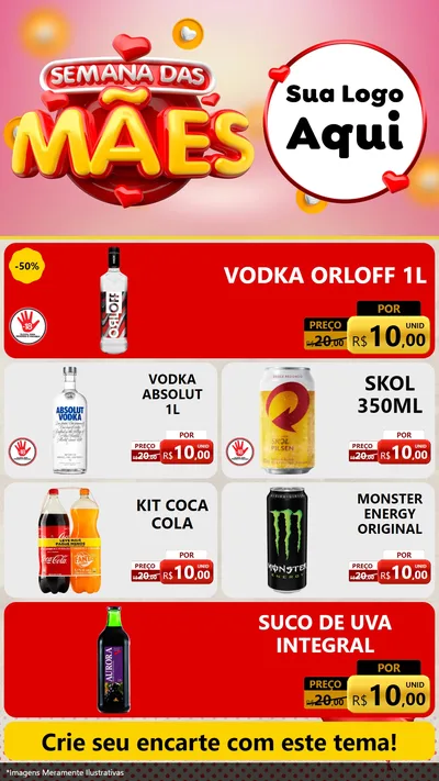 Modelo de TV para TV Vertical com o tema Semana das Mães para Distribuidora de bebidas