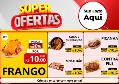 Modelo de Encarte para Encarte A4 Horizontal com o tema Super Ofertas para Assados