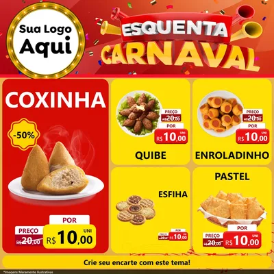 Modelo de Rede Social para Feed Facebook com o tema Esquenta Carnaval para Salgadaria