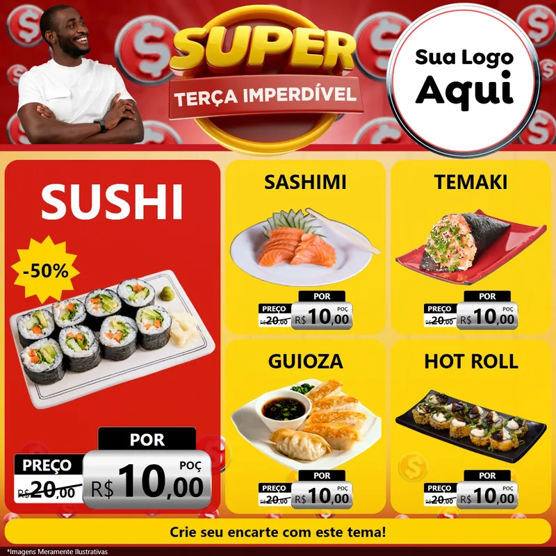 Modelo de Rede Social para Feed Facebook com o tema Super Terça Imperdível para Comida japonesa