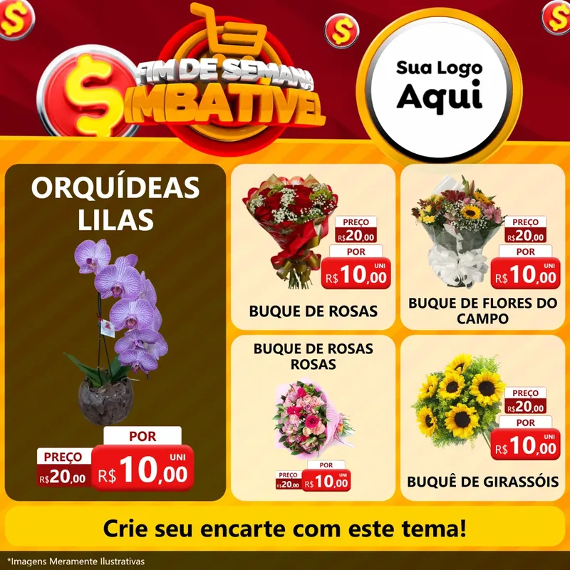 Modelo de Rede Social para Feed Facebook com o tema Fim de Semana Imbatível para Floricultura e jardim