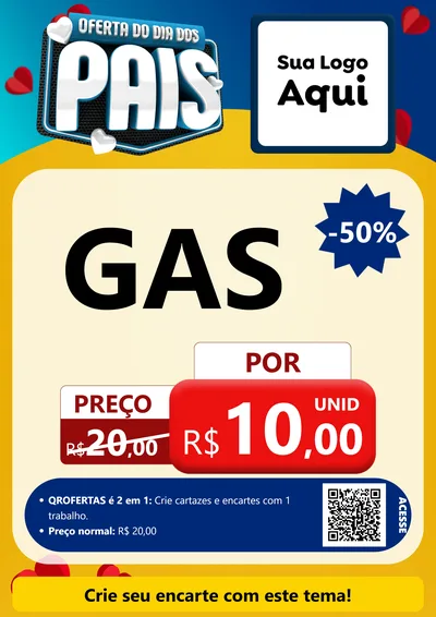 Modelo de Cartaz para Cartaz A4 Vertical com o tema Oferta Do Dia Dos Pais para Água e gás