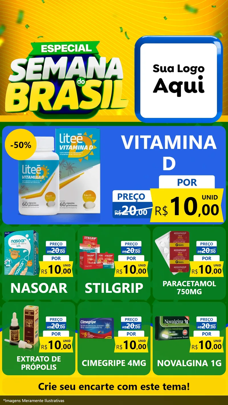 Modelo de Rede Social para Stories com o tema Especial Semana do Brasil para Farmácia