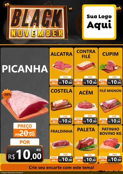 Modelo de Encarte para Encarte A4 Vertical com o tema Black November para Açougue