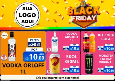 Modelo de Encarte para Encarte A4 Horizontal com o tema Black Friday para Distribuidora de bebidas