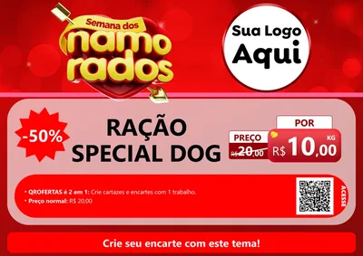 Modelo de Cartaz para Cartaz A4 Horizontal com o tema Semana dos namorados para Pet Shop
