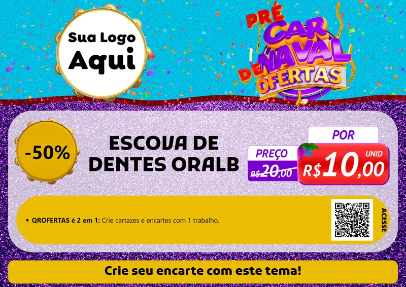 Modelo de Cartaz para Cartaz A4 Horizontal com o tema Pré Carnaval de Ofertas para Higiene Pessoal