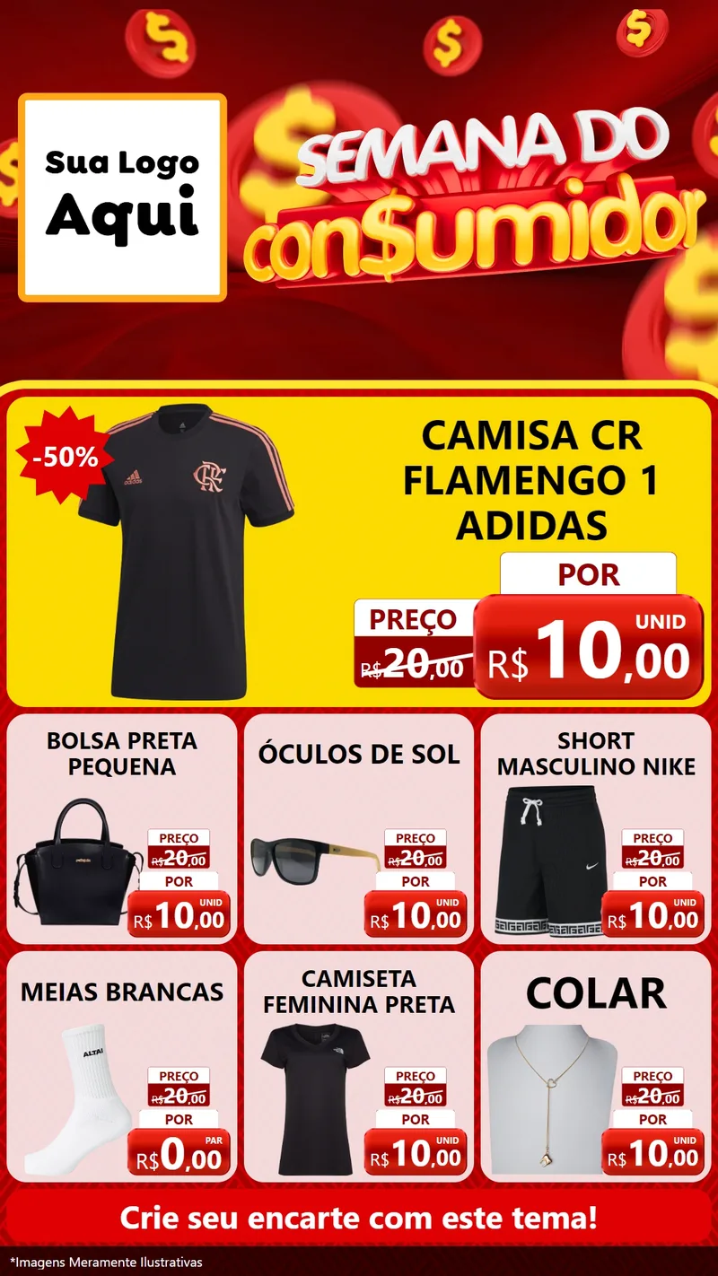 Modelo de Rede Social para Stories com o tema Semana do Consumidor para Roupas e acessórios