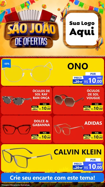 Modelo de TV para TV Vertical com o tema São João de Ofertas para Óticas