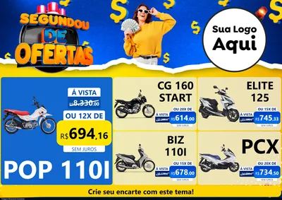 Modelo de Encarte para Encarte A4 Horizontal com o tema Segundou de Ofertas para Concessionaria de Motos