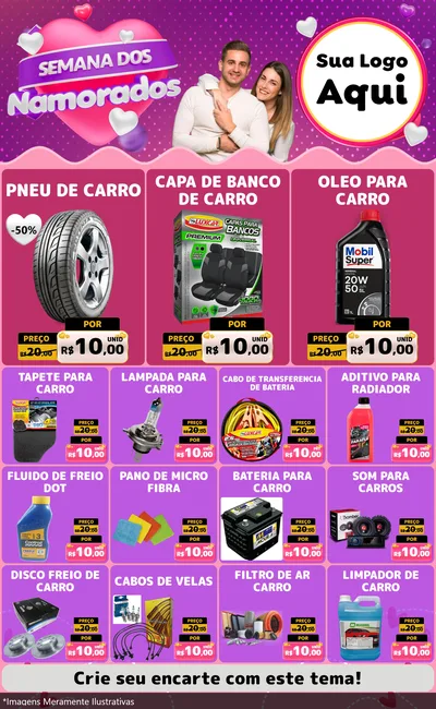 Modelo de Encarte para Encarte Grande com o tema Semana dos Namorados para Auto peças