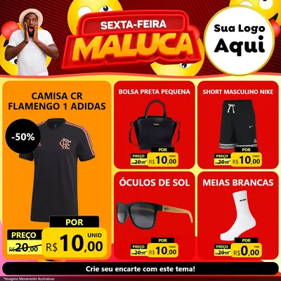 Modelo de Rede Social para Feed Facebook com o tema Sexta-feira Maluca para Roupas e acessórios