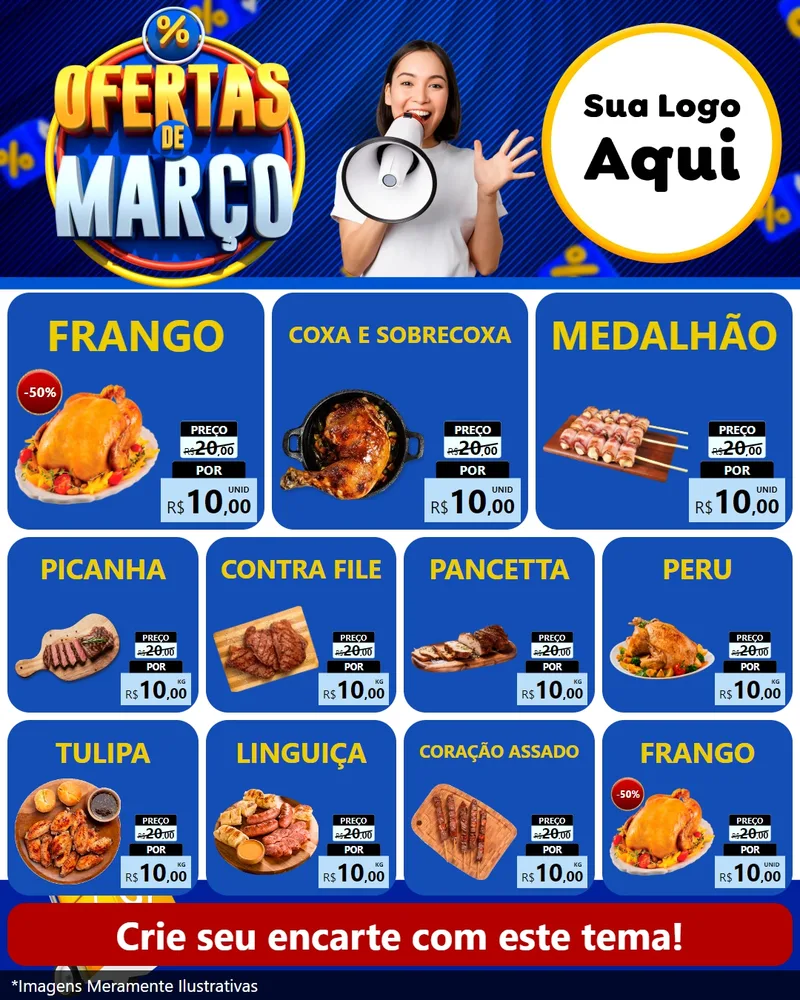 Modelo de Rede Social para Feed Instagram com o tema Ofertas de Março para Assados