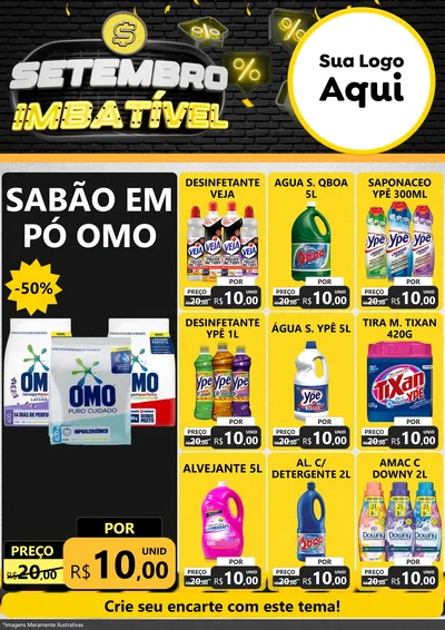 Modelo de Encarte para Encarte A4 Vertical com o tema Setembro Imbatível para Produtos de Limpeza