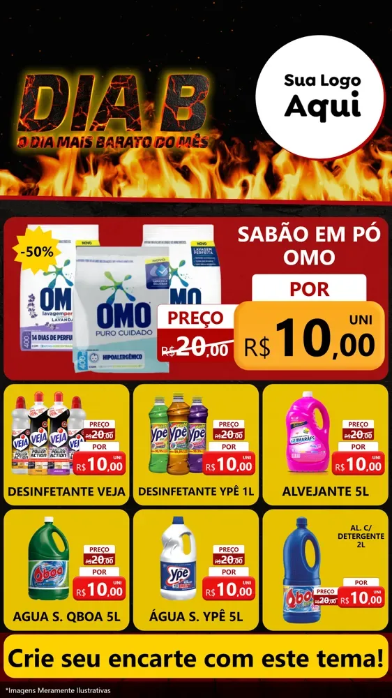 Modelo de Rede Social para Stories com o tema Dia B para Produtos de Limpeza