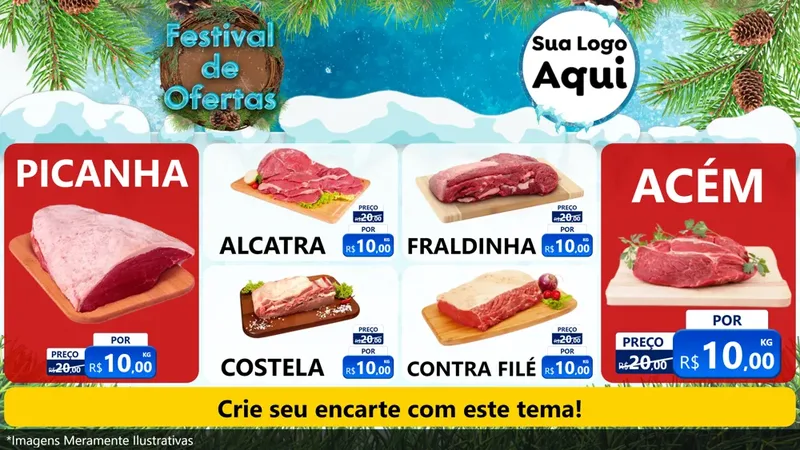 Modelo de TV para TV Horizontal com o tema Festival de Ofertas - Inverno para Açougue