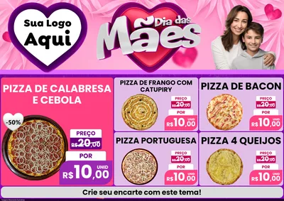 Modelo de Encarte para Encarte A4 Horizontal com o tema Dia das Mães para Pizzaria