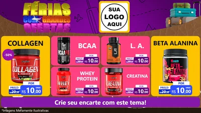 Modelo de TV para TV Horizontal com o tema Férias com Grandes Ofertas para Suplementos alimentares