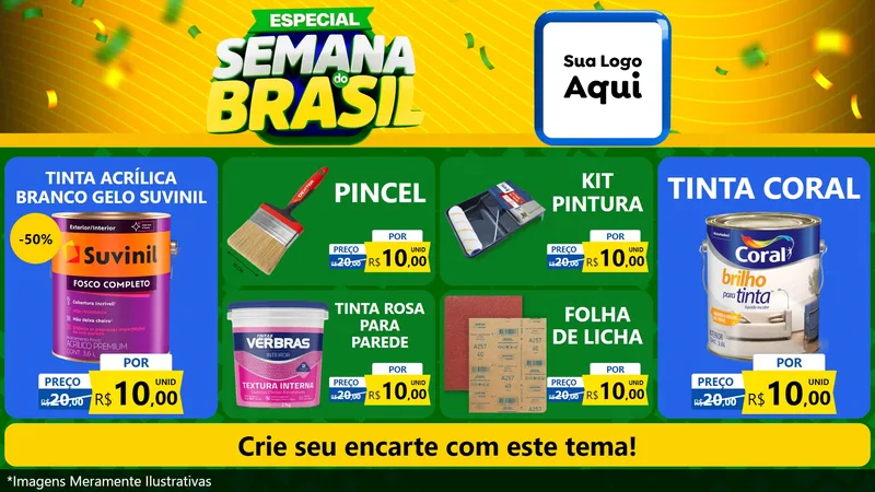 Modelo de TV para TV Horizontal com o tema Especial Semana do Brasil para Tintas e Ferramentas