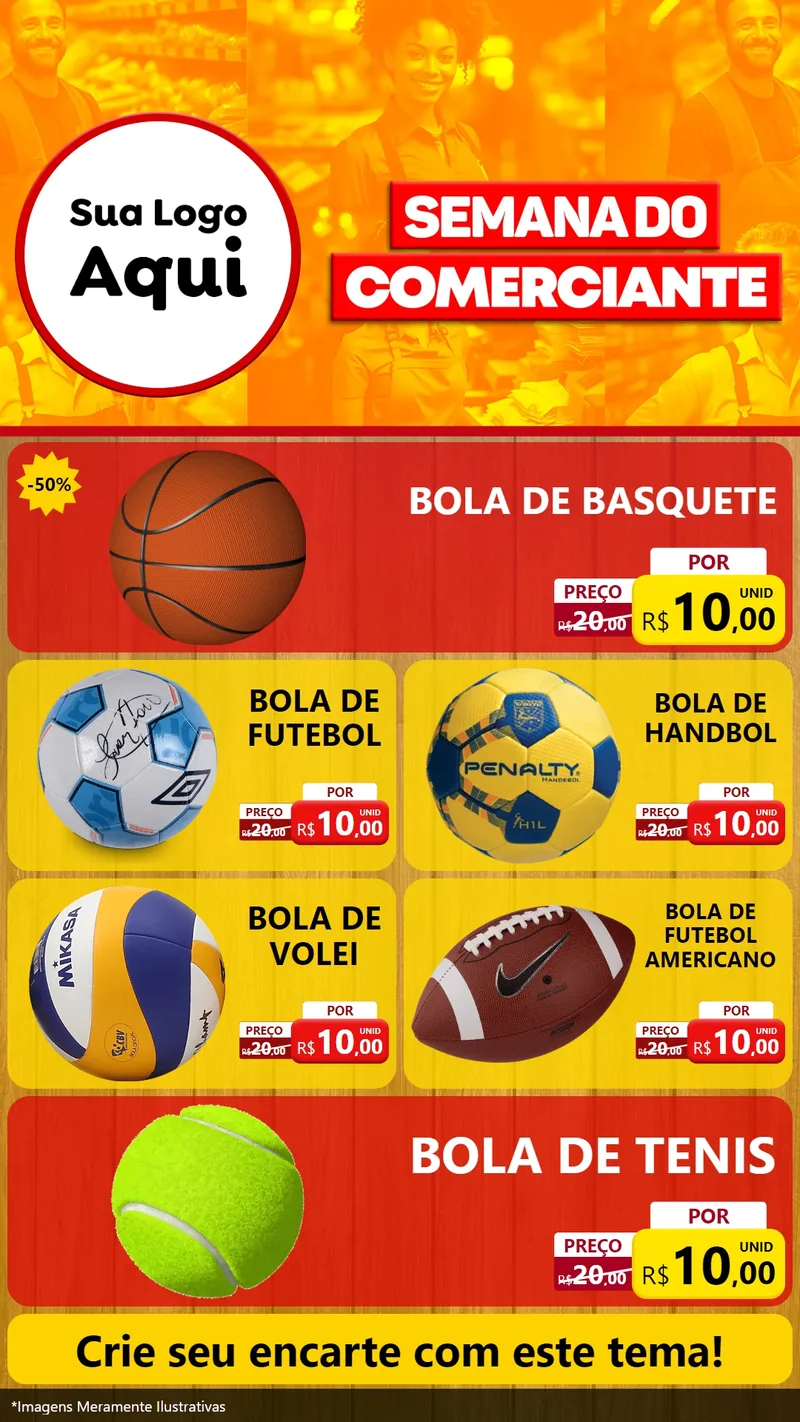 Modelo de TV para TV Vertical com o tema Semana do Comerciante para Artigos Esportivos