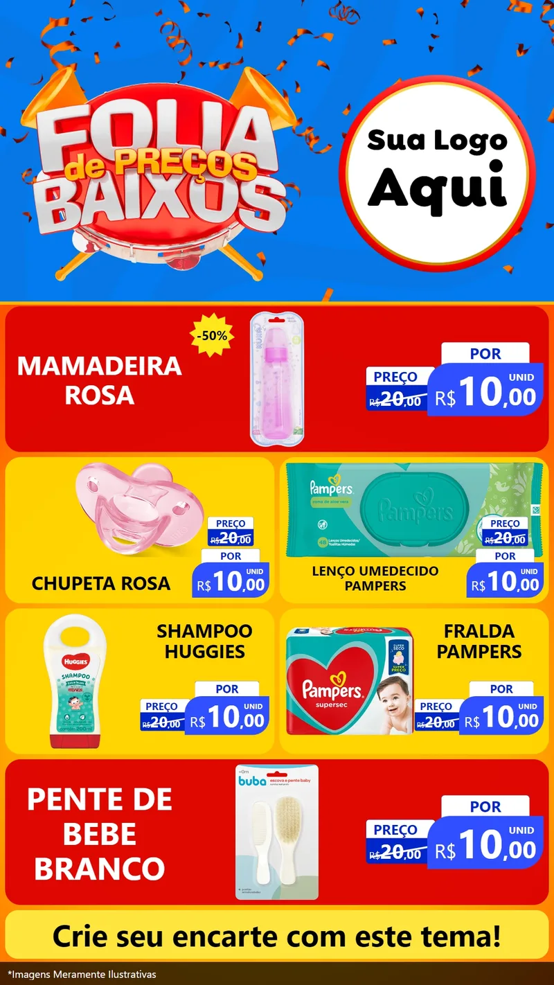 Modelo de TV para TV Vertical com o tema Folia de Preços Baixos para Bebês