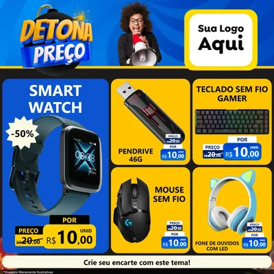 Modelo de Rede Social para Feed Facebook com o tema Detona Preços para Informática