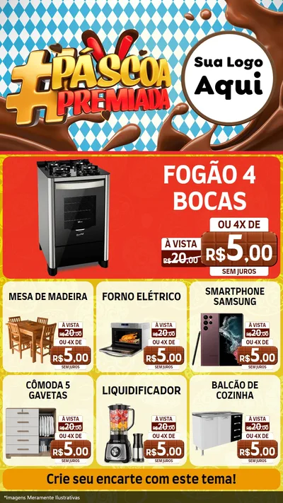 Modelo de Rede Social para Stories com o tema Páscoa Premiada para Móveis e Eletro