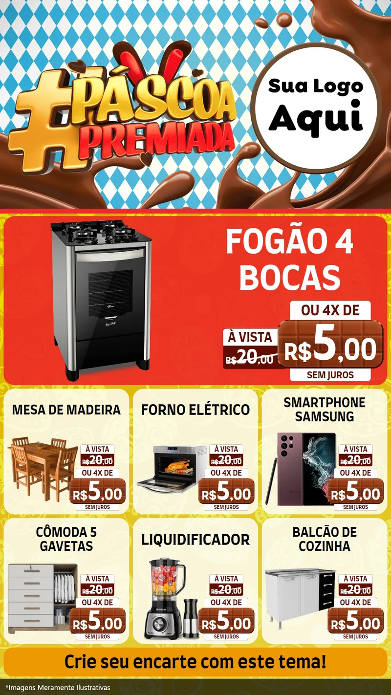 Modelo de Rede Social para Stories com o tema Páscoa Premiada para Móveis e Eletro