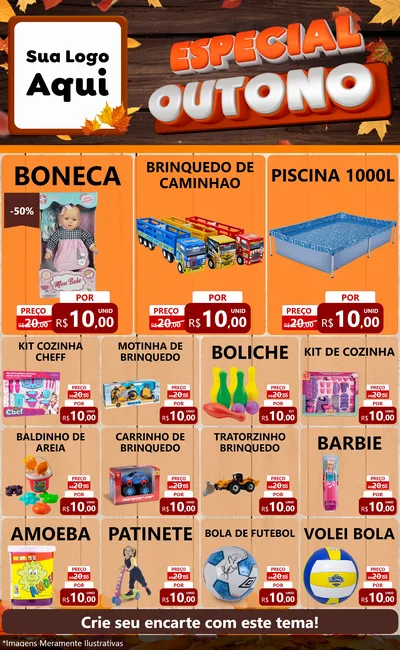 Modelo de Encarte para Encarte Grande com o tema Especial Outono para Brinquedos