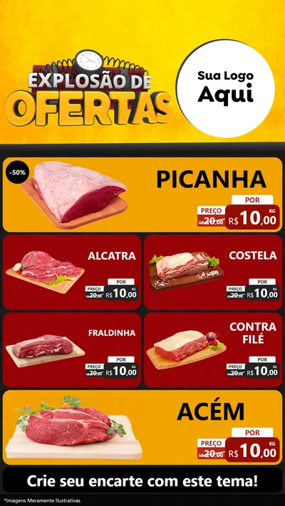 Modelo de TV para TV Vertical com o tema Explosão de Ofertas para Açougue