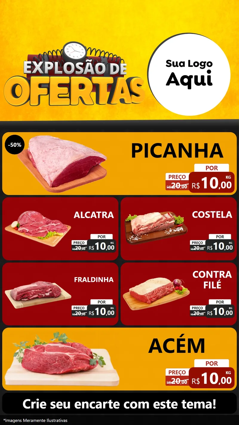 Modelo de TV para TV Vertical com o tema Explosão de Ofertas para Açougue