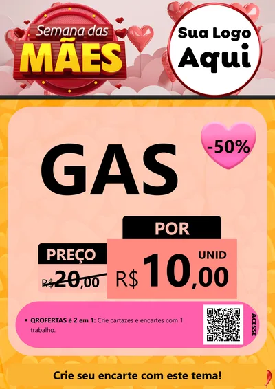 Modelo de Cartaz para Cartaz A4 Vertical com o tema Semana das Mães para Água e gás