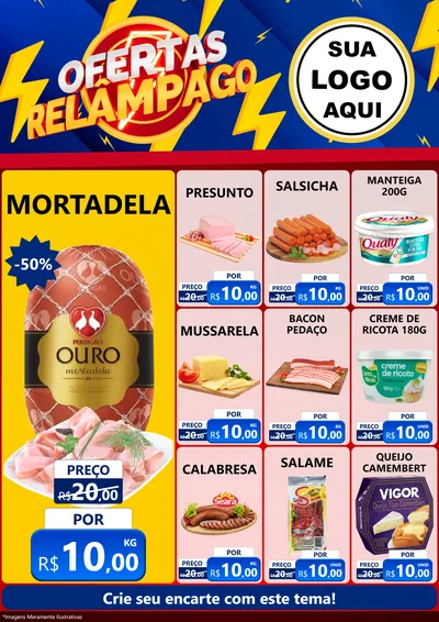 Modelo de Encarte para Encarte A4 Vertical com o tema Ofertas Relâmpago para Frios e Laticínios