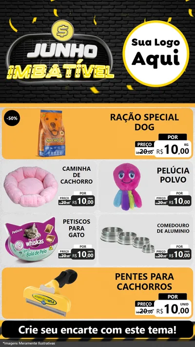Modelo de TV para TV Vertical com o tema Junho Imbatível para Pet Shop