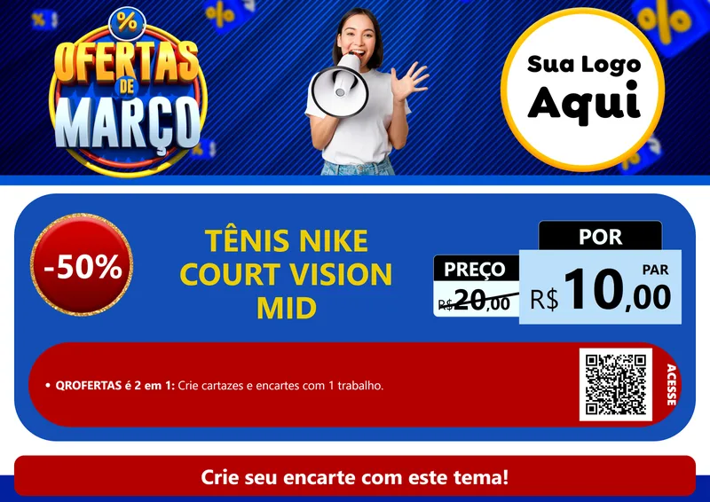 Modelo de Cartaz para Cartaz A4 Horizontal com o tema Ofertas de Março para Calçados