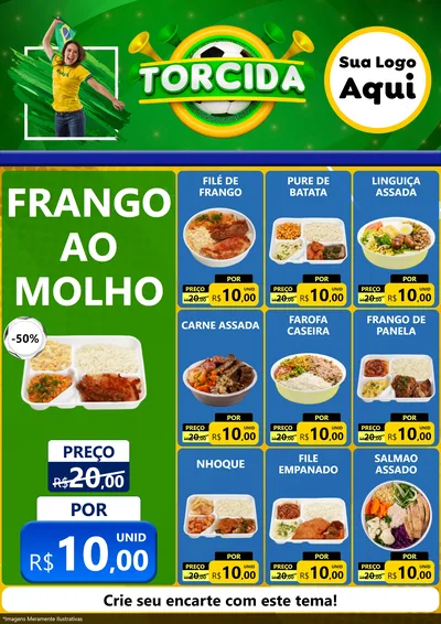 Modelo de Encarte para Encarte A4 Vertical com o tema Torcida para Restaurante