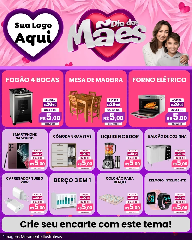 Modelo de Rede Social para Feed Instagram com o tema Dia das Mães para Móveis e Eletro