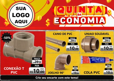 Modelo de Encarte para Encarte A4 Horizontal com o tema Quinta da Economia para Tubos e conexões