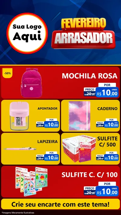 Modelo de TV para TV Vertical com o tema Fevereiro Arrasador para Papelaria