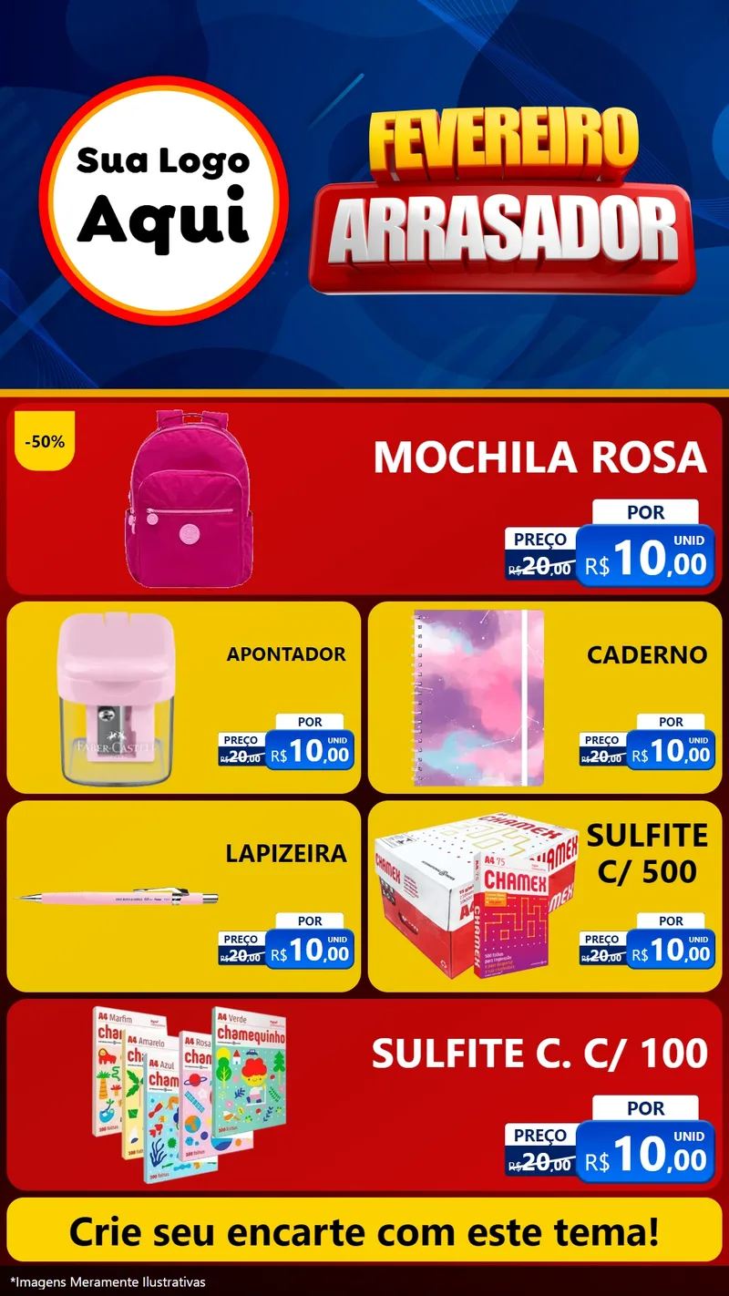Modelo de TV para TV Vertical com o tema Fevereiro Arrasador para Papelaria