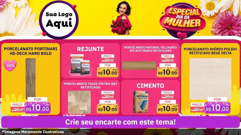 Modelo de TV para TV Horizontal com o tema Especial Dia da Mulher para Pisos e revestimentos
