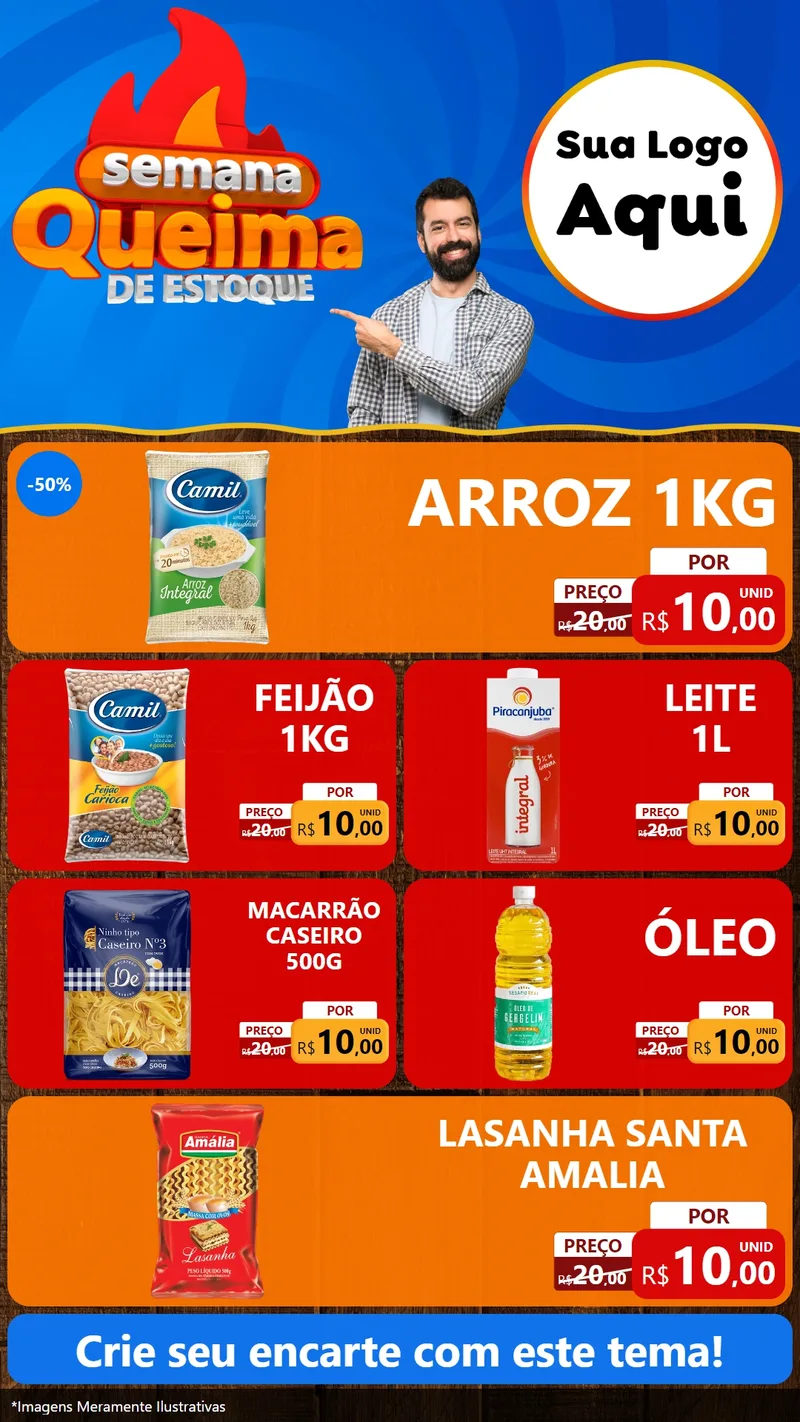 Modelo de TV para TV Vertical com o tema Semana Queima de Estoque para Supermercado