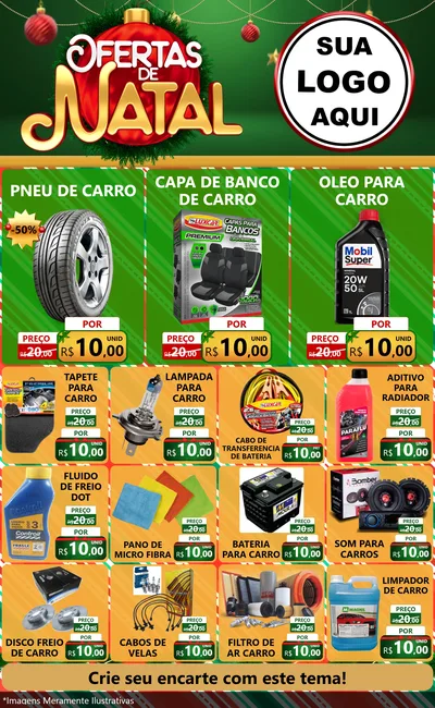 Modelo de Encarte para Encarte Grande com o tema Ofertas de Natal para Auto peças