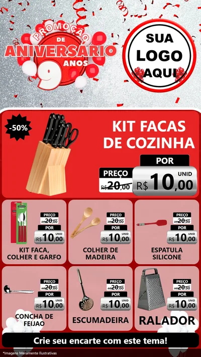 Modelo de Rede Social para Stories com o tema Promoção de Aniversário - 9 Anos para Utilidades Domésticas