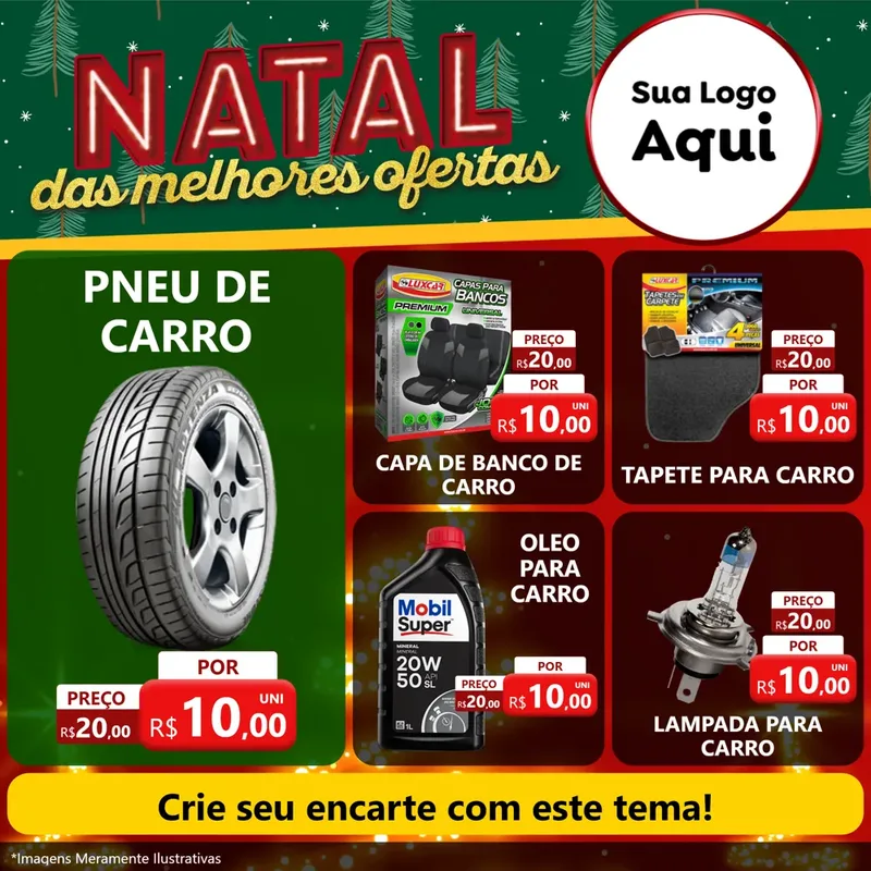 Modelo de Rede Social para Feed Facebook com o tema Natal das Melhores Ofertas para Auto peças