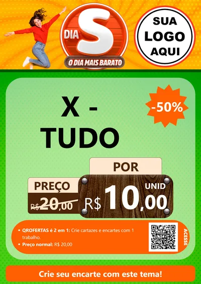 Modelo de Cartaz para Cartaz A4 Vertical com o tema Dia S - O Dia Mais Barato para Hamburgueria
