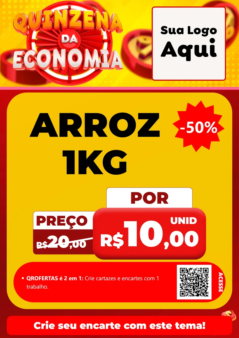 Modelo de Cartaz para Cartaz A4 Vertical com o tema Quinzena Da Economia para Supermercado