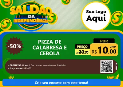 Modelo de Cartaz para Cartaz A4 Horizontal com o tema Saldão da Indepêndencia para Pizzaria