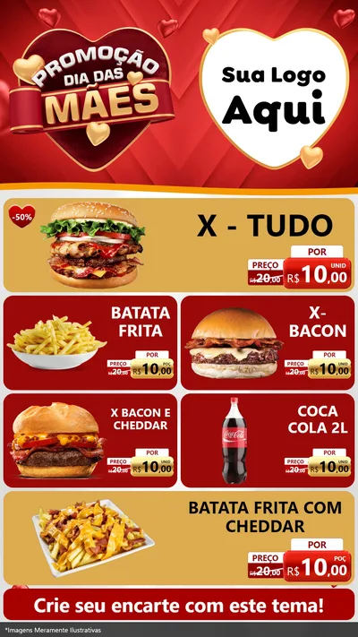 Modelo de TV para TV Vertical com o tema Promoção Dia das Mães para Hamburgueria
