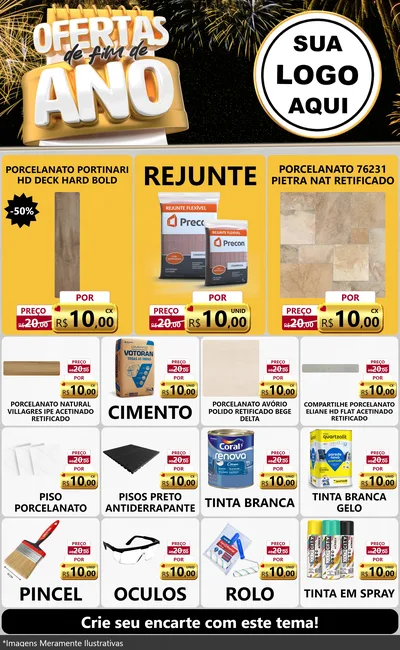 Modelo de Encarte para Encarte Grande com o tema Ofertas de Fim de Ano para Pisos e revestimentos